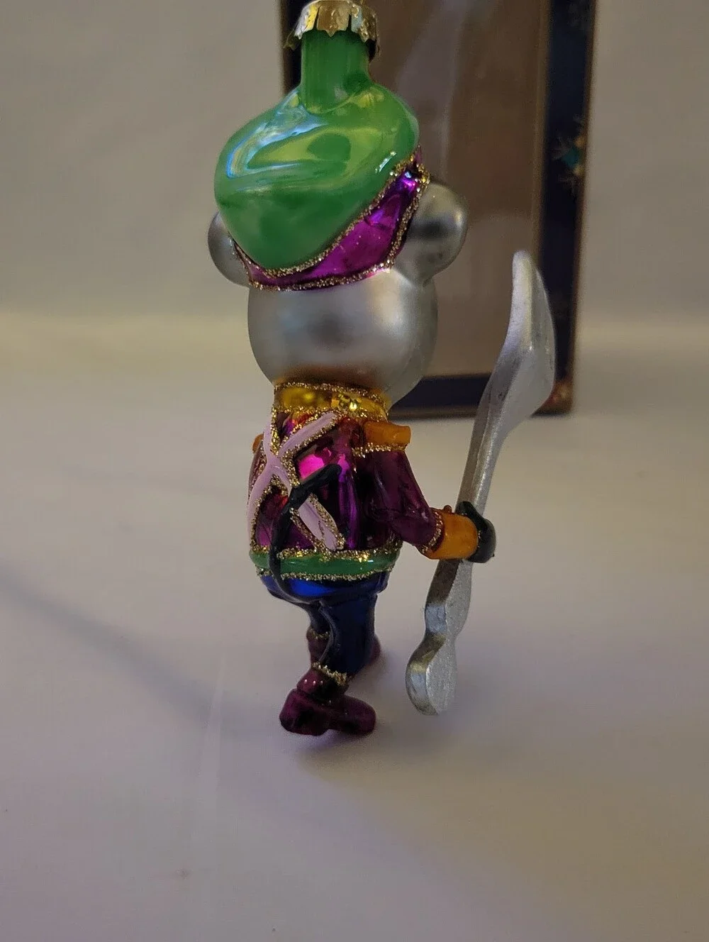 Hand-Painted Purple & Gold Nutcracker Mouse Ornament - Decorative Pet Figurine
